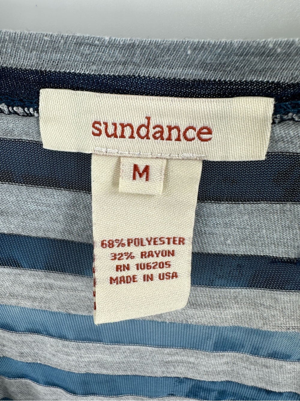 Sundance Mystic Tunic Top Size Medium Burnout Boho Beach Blue Striped Nautical - Picture 4 of 7